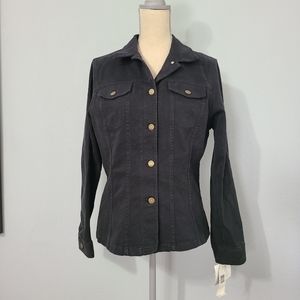 Jones Sport Black Jean Jacket Stretch Size Large‎ NWT